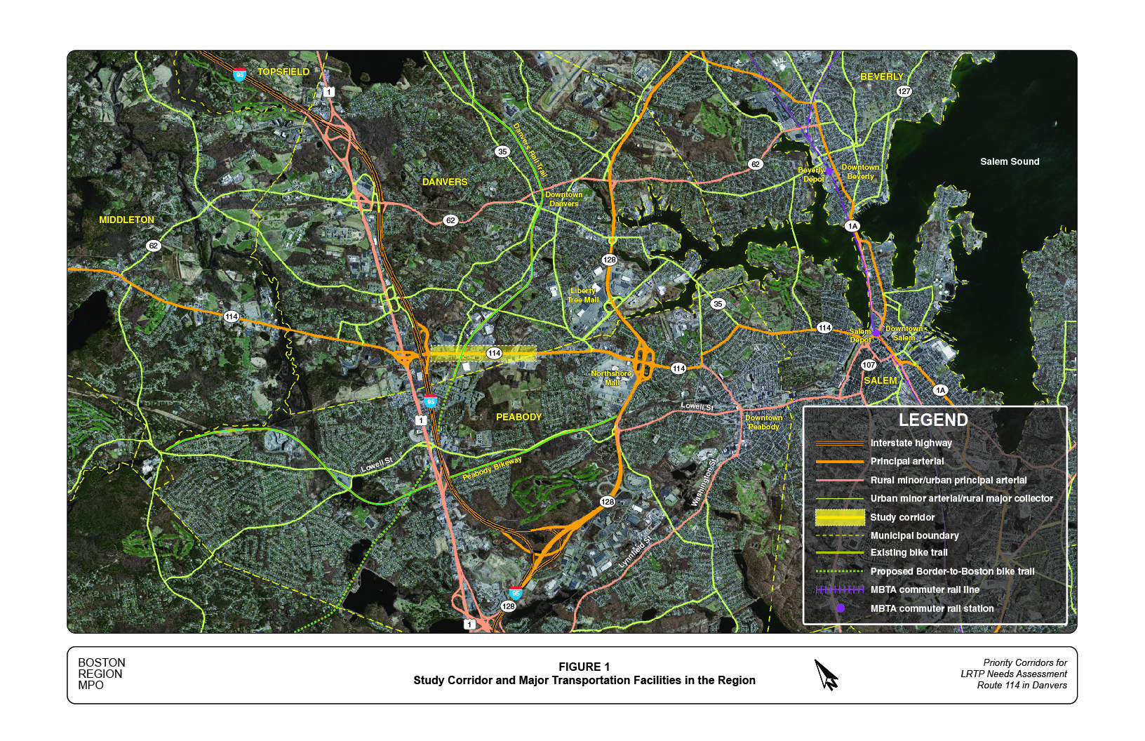 Figure 1 shows the location of the study corridor and the major transportation facilities in the region.